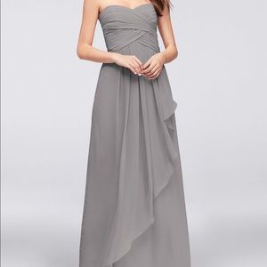 Strapless Chiffon Dress with Cascade Skirt Marigold main image 1
